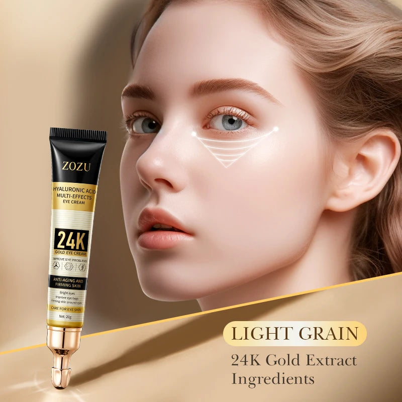 24Kgold Hyaluronic Acid Eye Cream Firming Fading Fine Lines Anti-Dark Circle Cream Hydrating Nourishing Eye Care