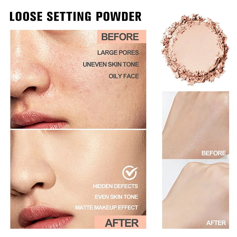 Banana Shaped Loose Powder Can Reduce Pores and Fine Lines, with a Long-Lasting Matte Effect and Natural Facial Makeup Powder