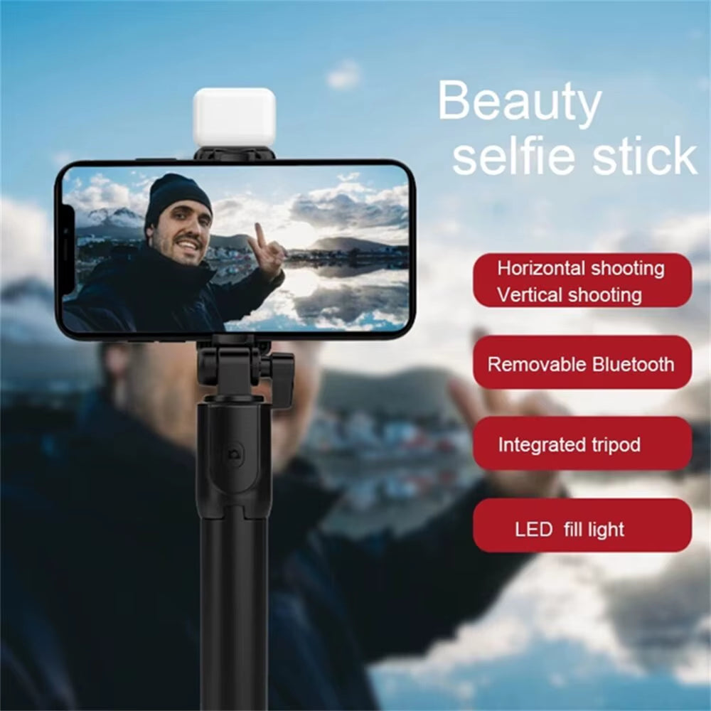 Portable Wireless Selfie Stick Tripod Stand with Light Bluetooth Remote Extendable Tripod for Mobile Phone Tiktok Live Streaming