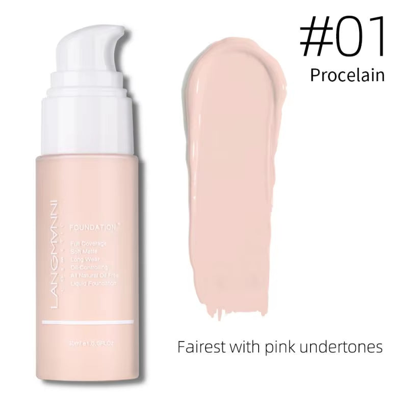 Liquid Foundation Cream for Face Concealer Oil Control Waterproof High Coverage Makeup Long-Lasting Natural Facial Cosmetics
