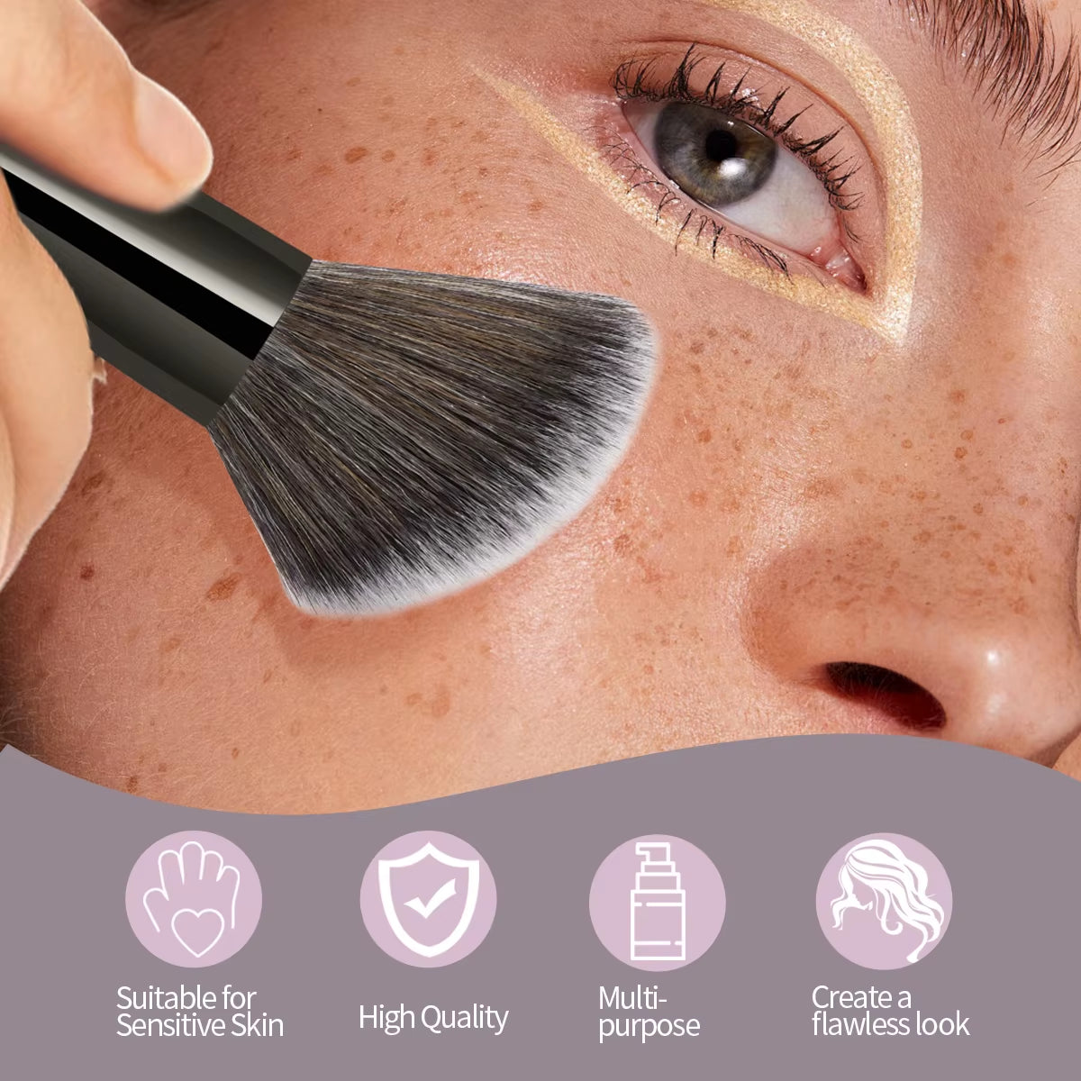 4Pcs High-End Makeup Brushes Set Dual-Head Foundation Brush Blush Contour Concealer Brush Nose Shadow Pro Brush for Gift