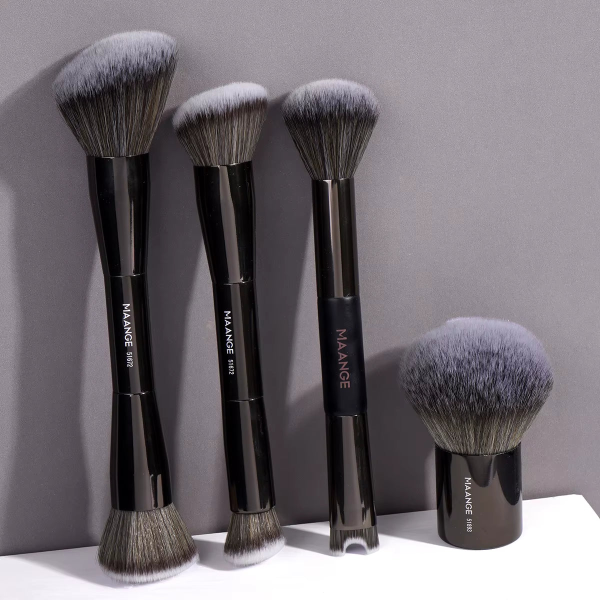 4Pcs High-End Makeup Brushes Set Dual-Head Foundation Brush Blush Contour Concealer Brush Nose Shadow Pro Brush for Gift
