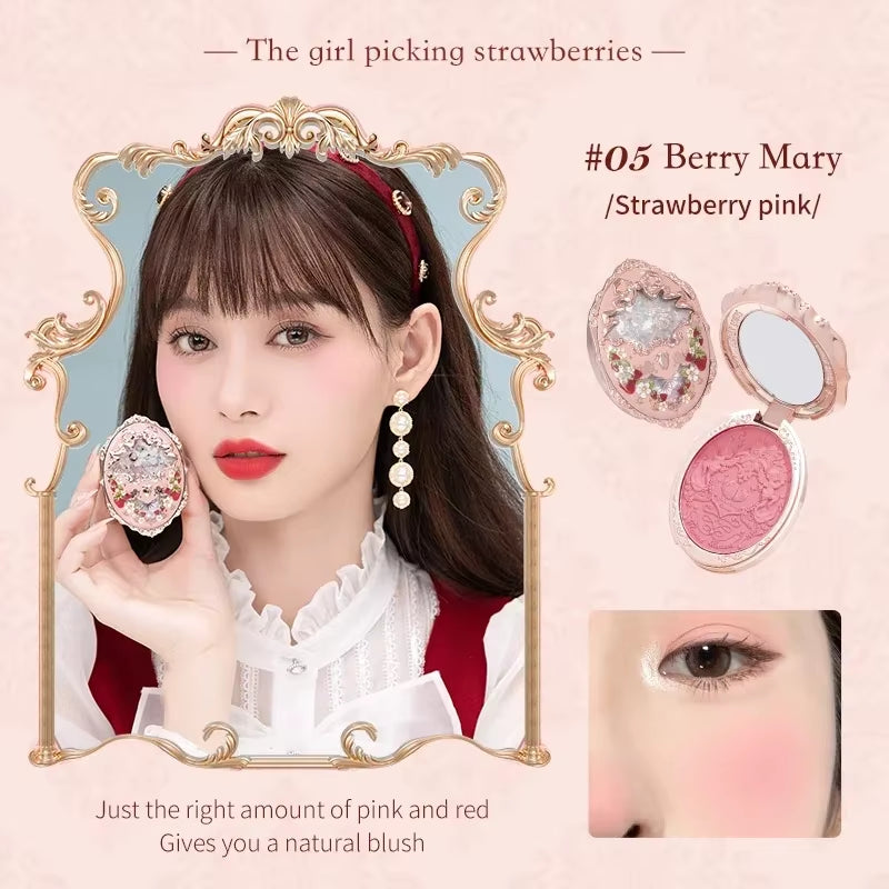 Strawberry Rococo Series Embossed Blush 5G Blush Powder Berry Mary Blusher Palette Makeup Profesional