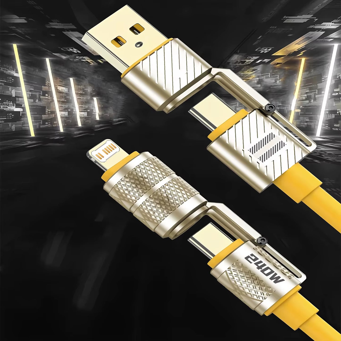 4-In-1 Kirsite Cable 240W Super Fast Charging Multiple Functions for Iphone8-16 Proma Ipad Notebook Tablet Mobile Phone Samsung