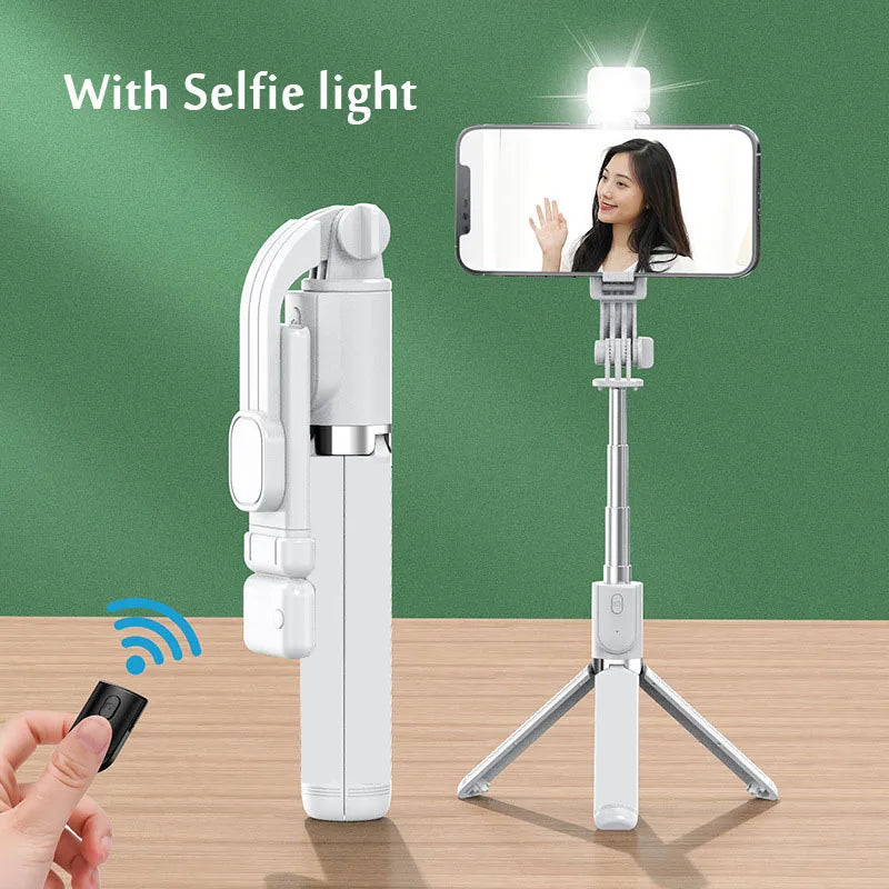 Portable Bluetooth Selfie Stick Retractable Multifunctional 103CM Phone Holdetripod with Selfie Light Wireless Remote Shutter