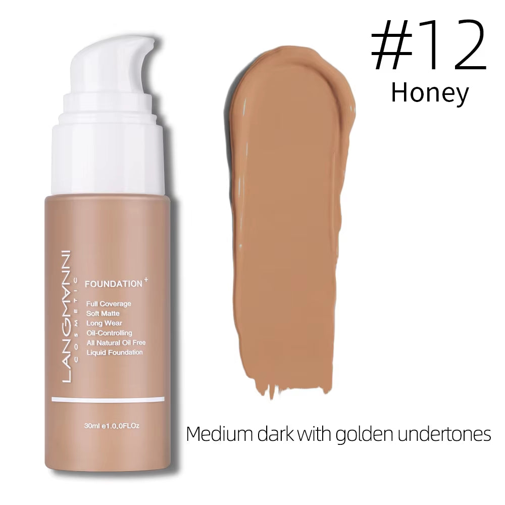 Liquid Foundation Cream for Face Concealer Oil Control Waterproof High Coverage Makeup Long-Lasting Natural Facial Cosmetics