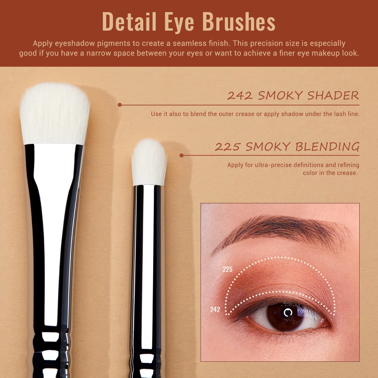 Eyeshadow Brush Set Eye Makeup Brushes Set Synthetic Blending Shader Crease Smoky Concealer Pencil T334