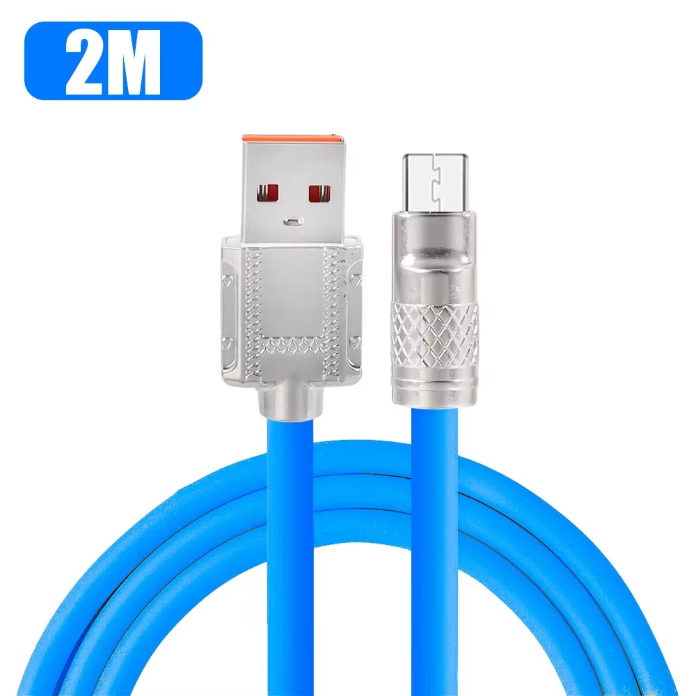 120W 6A Super Fast Charge Type C Liquid Silicone Cable Quick Charge 2M USB Cable Usb C Charger Cable for Huawei Samsung Xiaomi