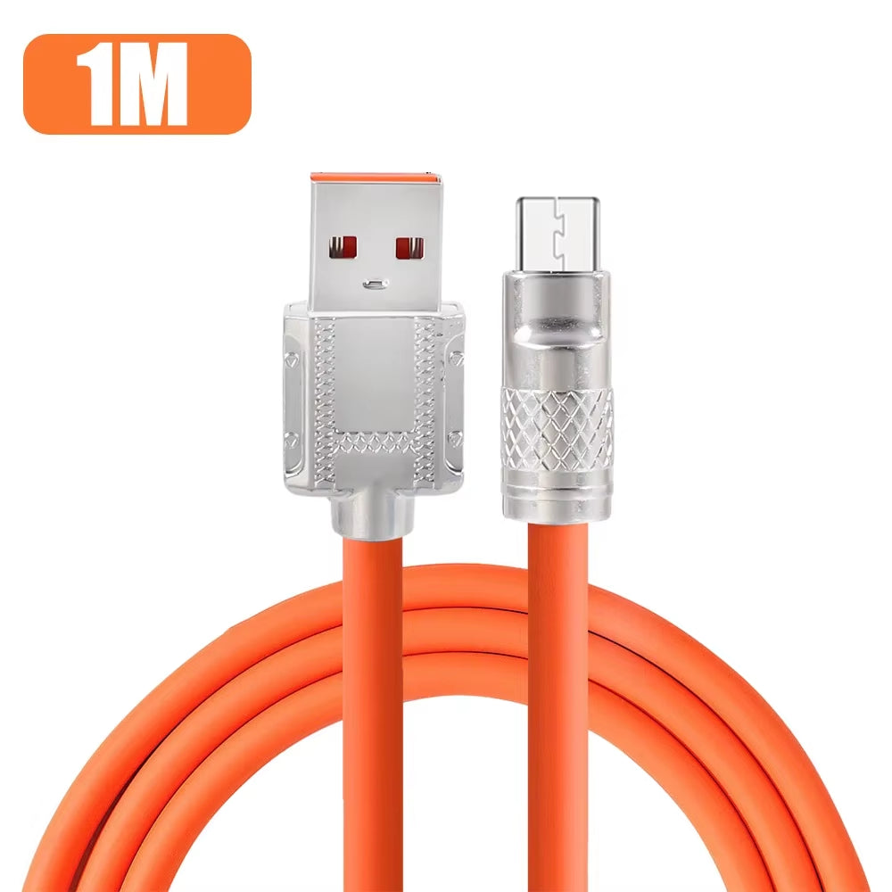 120W 6A Super Fast Charge Type C Liquid Silicone Cable Quick Charge 2M USB Cable Usb C Charger Cable for Huawei Samsung Xiaomi