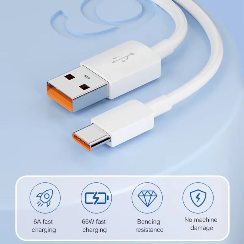 100W USB Type C Cable for Samsung S23 S22 Ultra Huawei P30 Pro Xiaomi Redmi Oneplus 6A Fast Charging Charger Cable Accessories