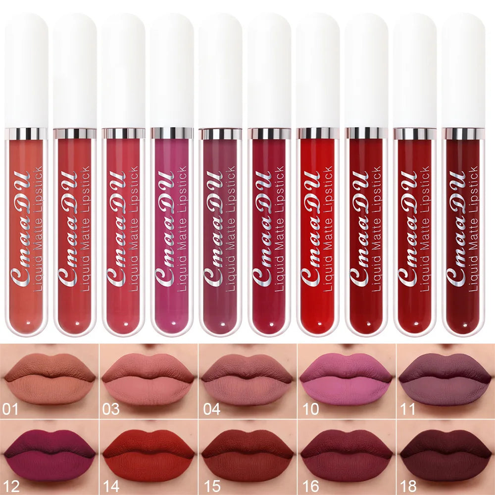 10Pcs/Set Velvet Matte Durable Waterproof Easy Color Non-Stick Cup Texture Silky Saturation High Lip Gloss