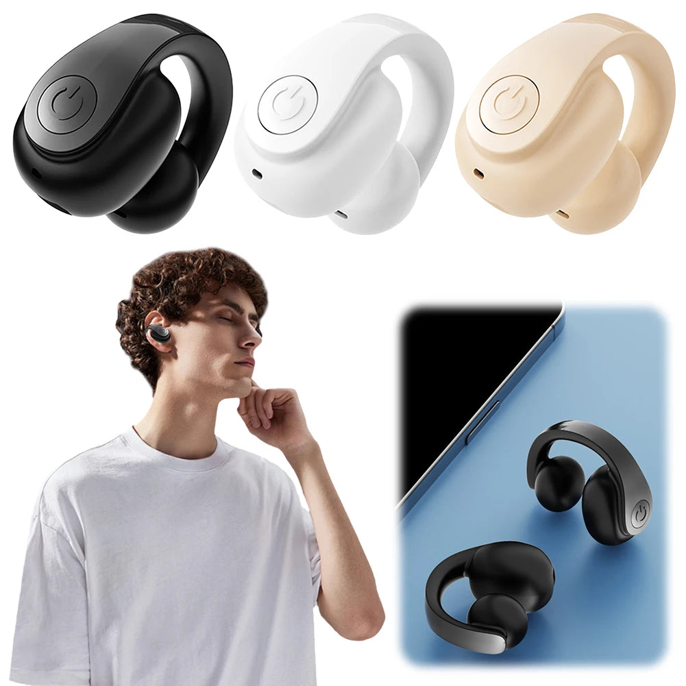 Wireless Ear Clip on Earphone Bluetooth 5.4 Noise Cancelling Hifi Stereo Headset for Running and Sports Activities