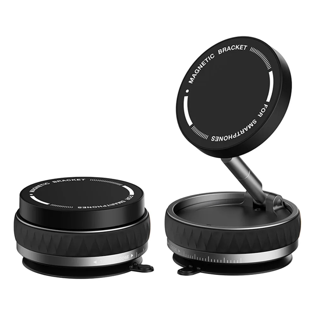 360° Adjustable Vacuum Magnetic Suction Cup Phone Holder Double Sided Magnetic Car Phone Holder Folding Stand for Magsafe Iphone