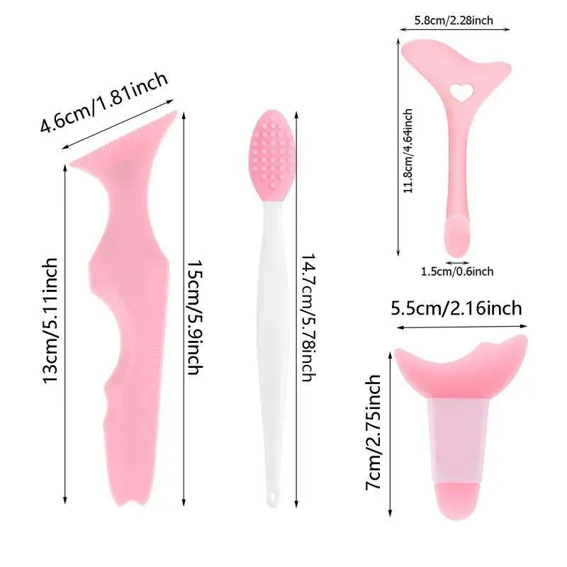 4Pcs Multifunctional Silicone Eye Makeup Tools Set,Easy to Clean,Reusable for Perfect Eye Lines for Beginners