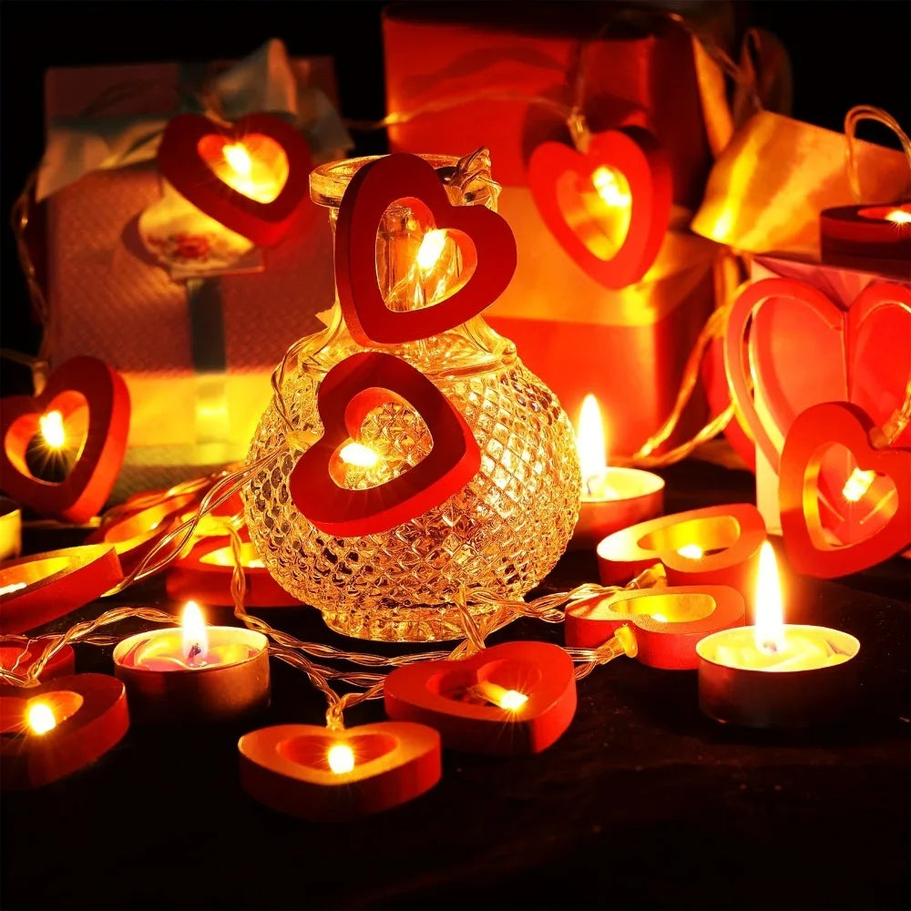10Pcs Love LED String Lights Suitable for Valentine'S Day Wedding Christmas Garden Bedroom Party Decoration without Battery