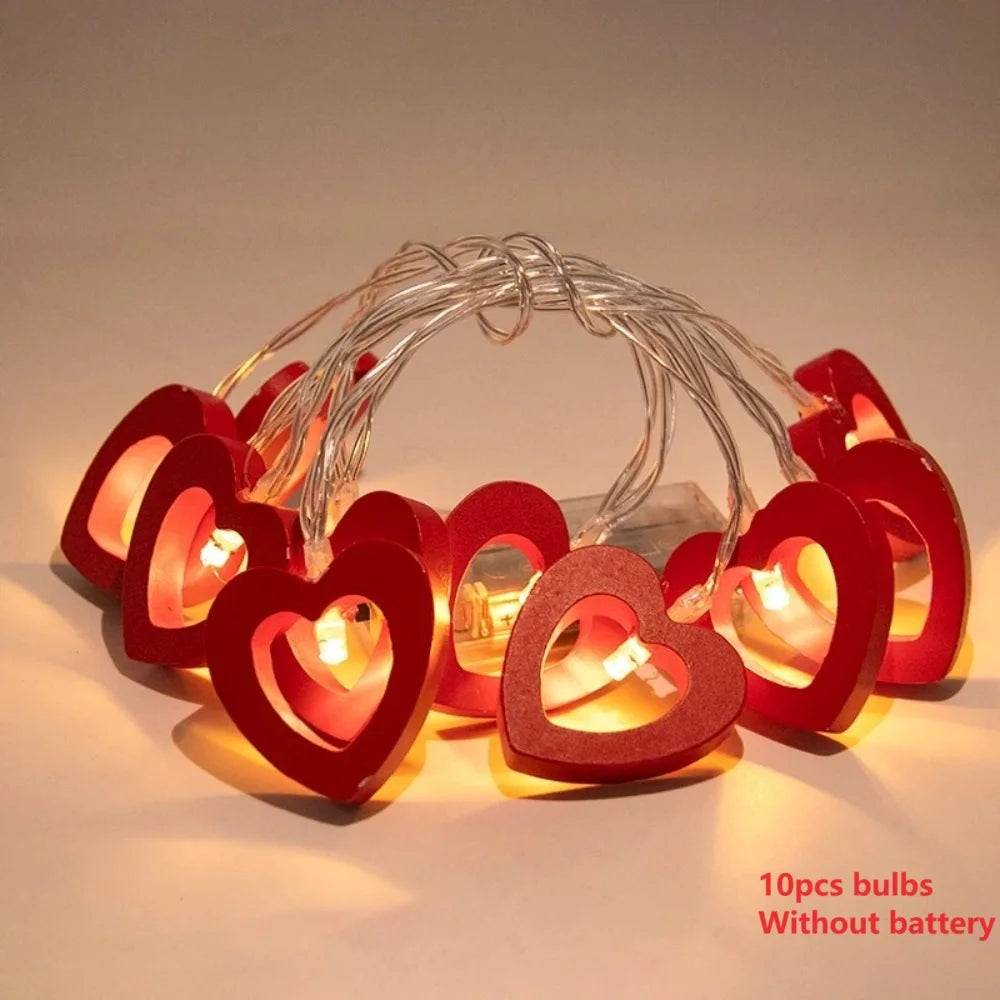 10Pcs Love LED String Lights Suitable for Valentine'S Day Wedding Christmas Garden Bedroom Party Decoration without Battery