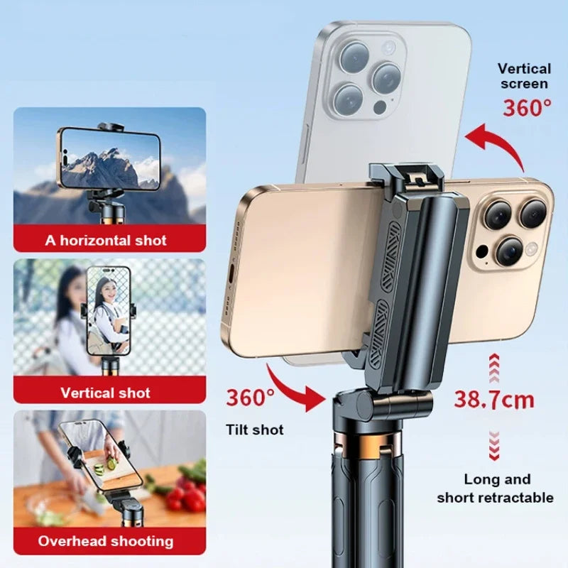 Super Mini Selfie Stick Portable Phone Holder Shooting Aid Versatile Integrated Design Bluetooth Remote for Live Broadcas