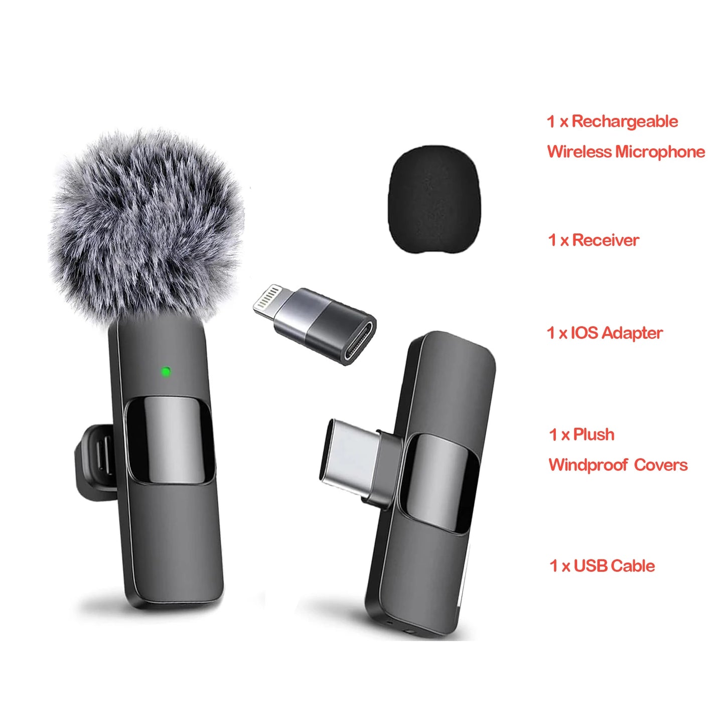 Professional Wireless Lavalier Lapel Microphone for Iphone Android Recording Mic for Interview Video Podcast Vlog Youtube