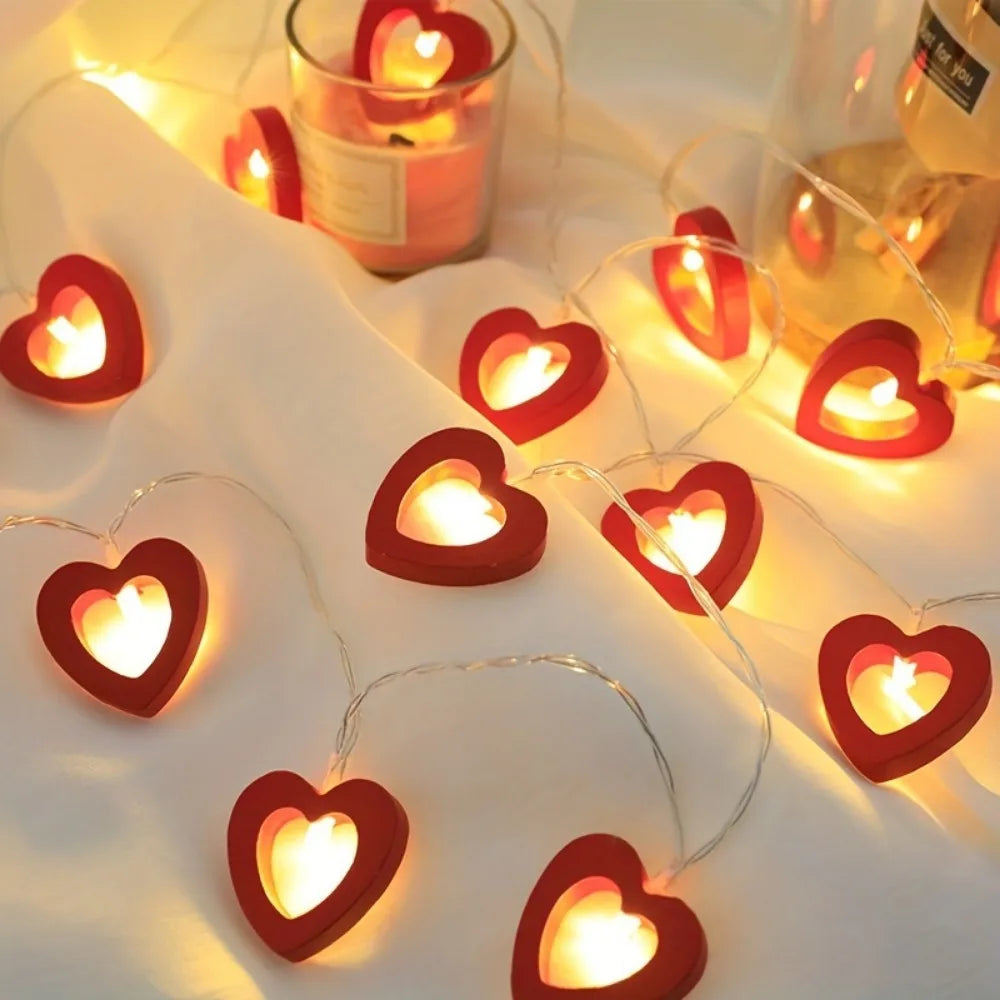 10Pcs Love LED String Lights Suitable for Valentine'S Day Wedding Christmas Garden Bedroom Party Decoration without Battery