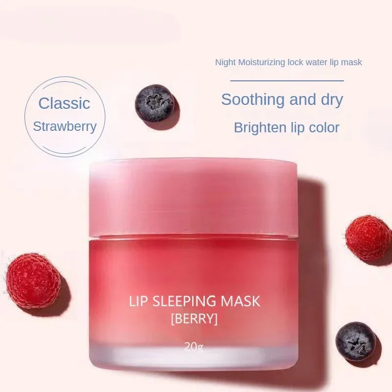 20G South Korea Lip Sleep Mask Night Sleep Maintenance Moisturizing Lip Gloss Bleach Cream Nourishing Lip Care Strawberry