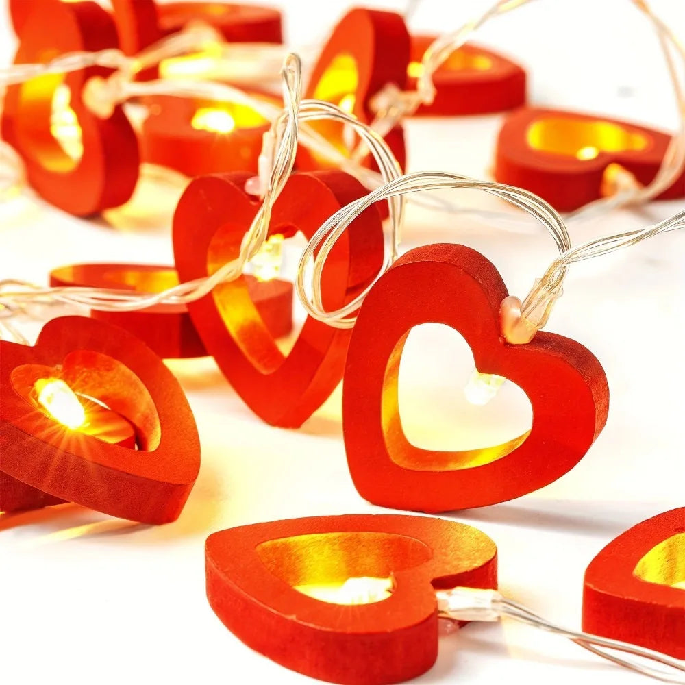 10Pcs Love LED String Lights Suitable for Valentine'S Day Wedding Christmas Garden Bedroom Party Decoration without Battery