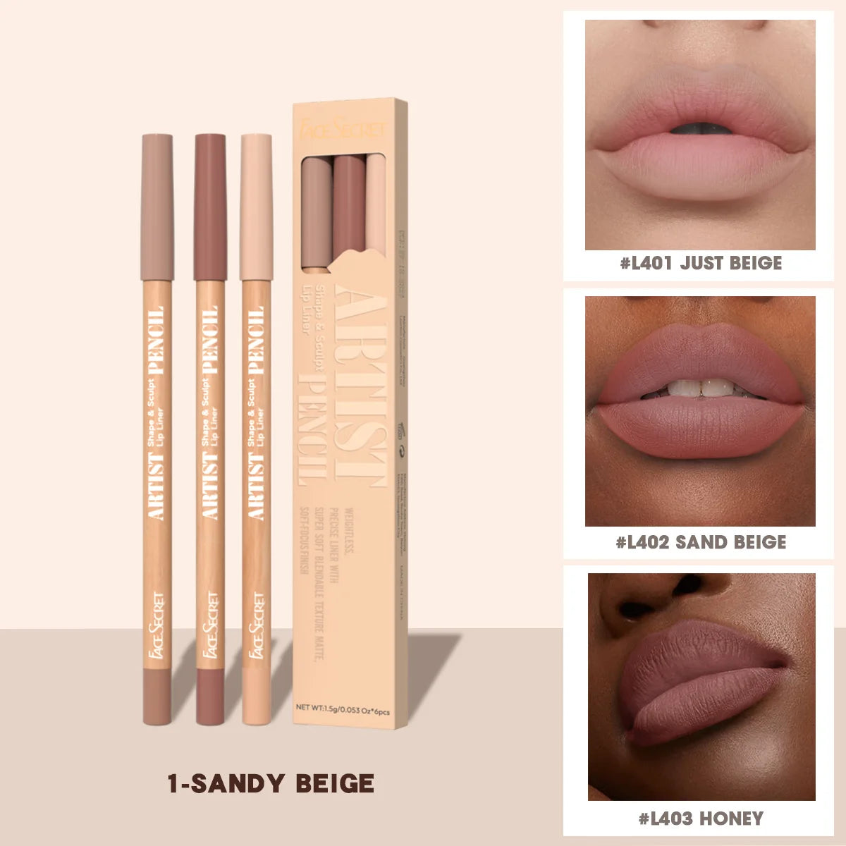 FACE SECRET 4Pcs/Set,Moisturizing Fresh Lightweight Plumping Lip Gloss with Brown Lipliner Set Non-Sticky Liquid Lipstick Makeup