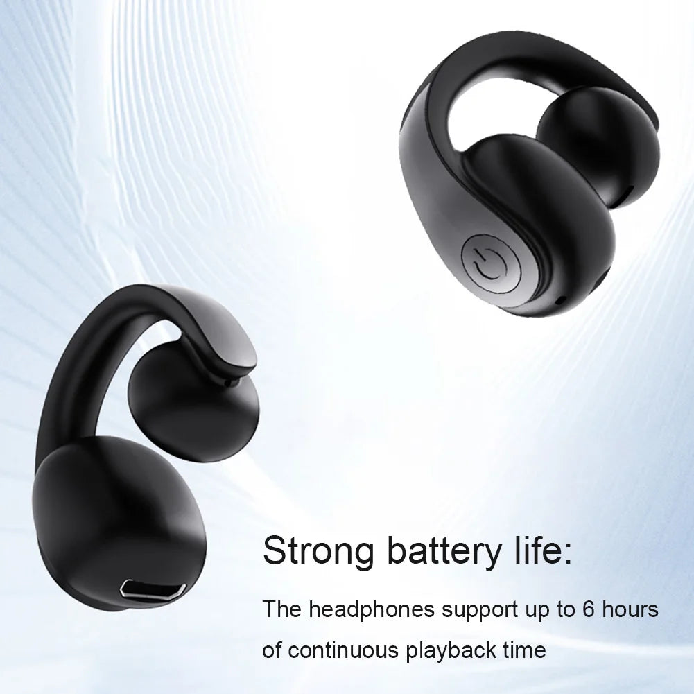Wireless Ear Clip on Earphone Bluetooth 5.4 Noise Cancelling Hifi Stereo Headset for Running and Sports Activities