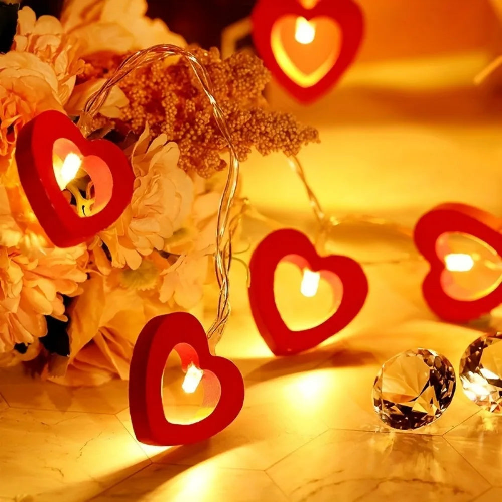 10Pcs Love LED String Lights Suitable for Valentine'S Day Wedding Christmas Garden Bedroom Party Decoration without Battery