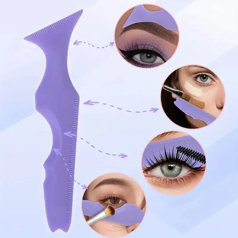4Pcs Multifunctional Silicone Eye Makeup Tools Set,Easy to Clean,Reusable for Perfect Eye Lines for Beginners
