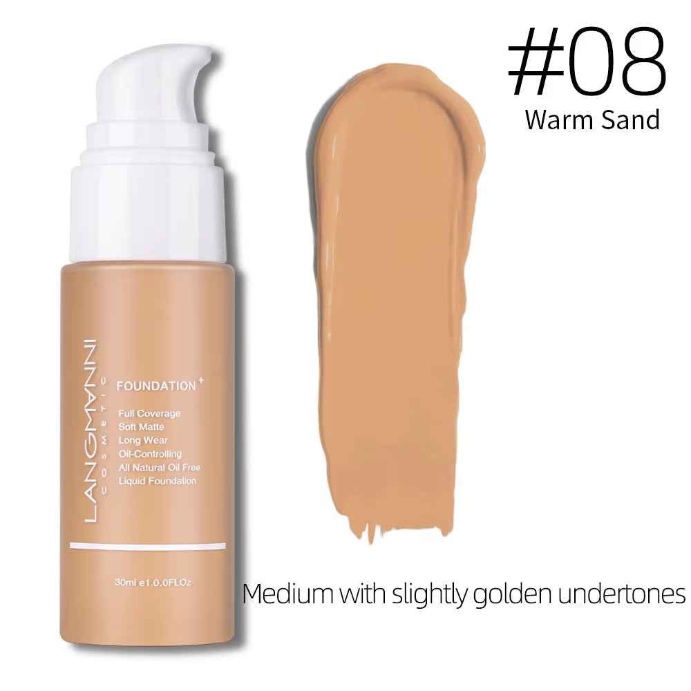 Liquid Foundation Cream for Face Concealer Oil Control Waterproof High Coverage Makeup Long-Lasting Natural Facial Cosmetics