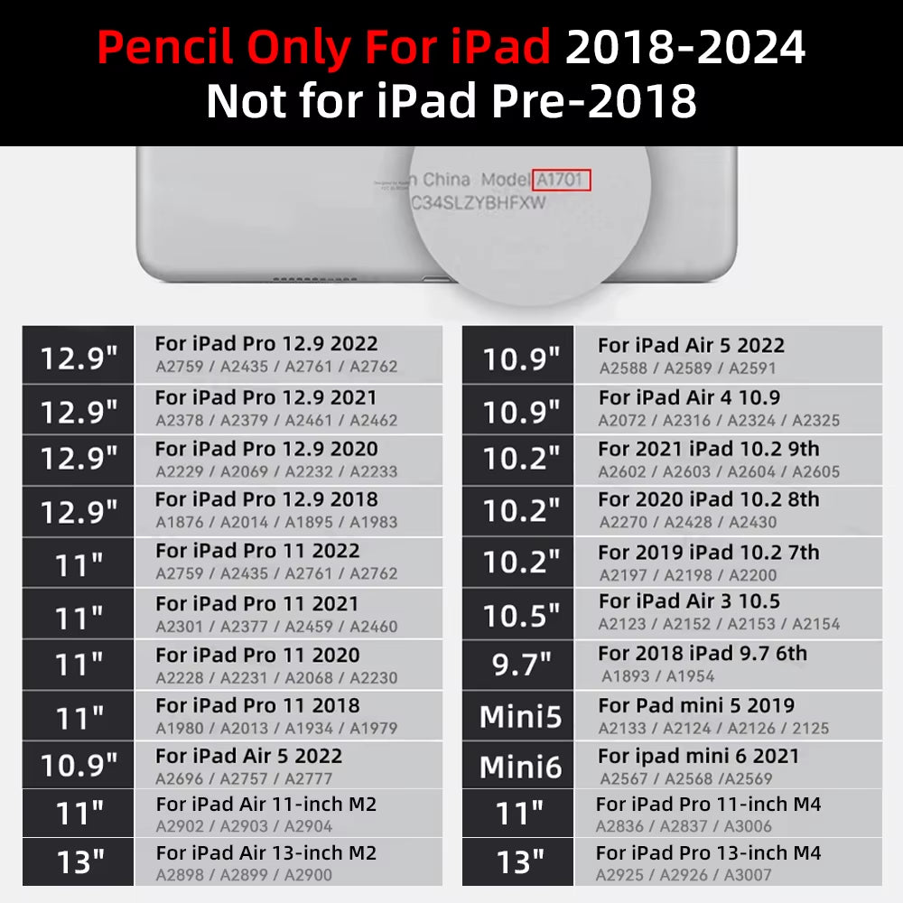 For Ipad Pencil 2025 M3 Stylus Pen for Air 6 M2 Pro M4 with Palm Rejection Tilt for Ipad Pro 11 12.9 13 7/8/9/10/11Th Mini 5 6 7