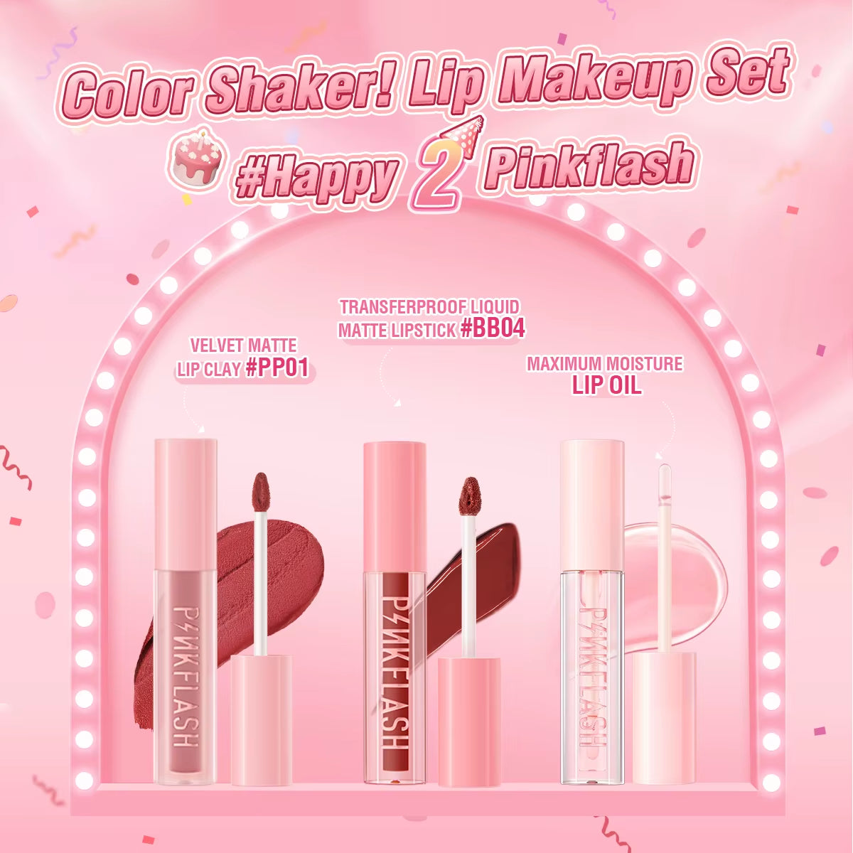 2 Anniversary Full Makeup Sets Waterproof Liquid Lipstick Face Concealer Eyeshadow Palette Mascara Eyebrow Cosmetics