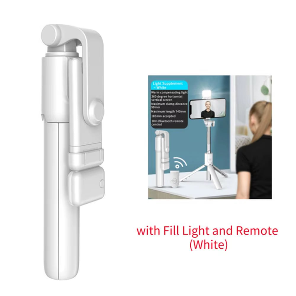 Portable Wireless Selfie Stick Tripod Stand with Light Bluetooth Remote Extendable Tripod for Mobile Phone Tiktok Live Streaming