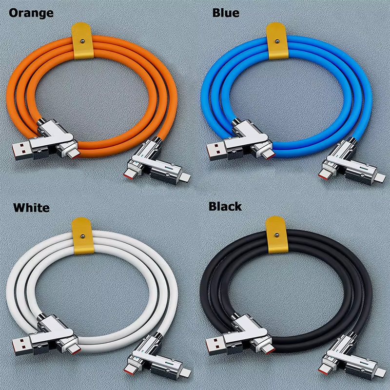 2-To-2 Data Cable 100W Super Fast Charging Cables Zinc Alloy PD 4-In-1 Multi USB Type C to Lightning Type C for Phone Tablet