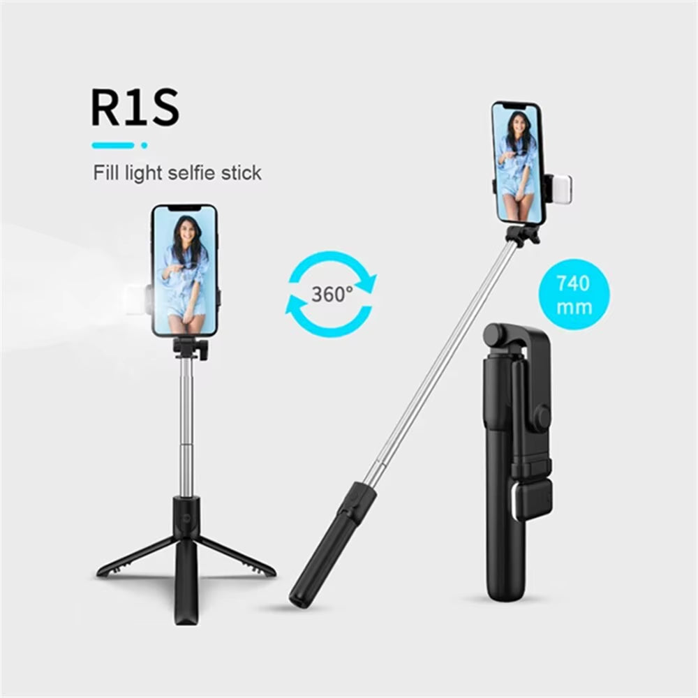 Portable Wireless Selfie Stick Tripod Stand with Light Bluetooth Remote Extendable Tripod for Mobile Phone Tiktok Live Streaming
