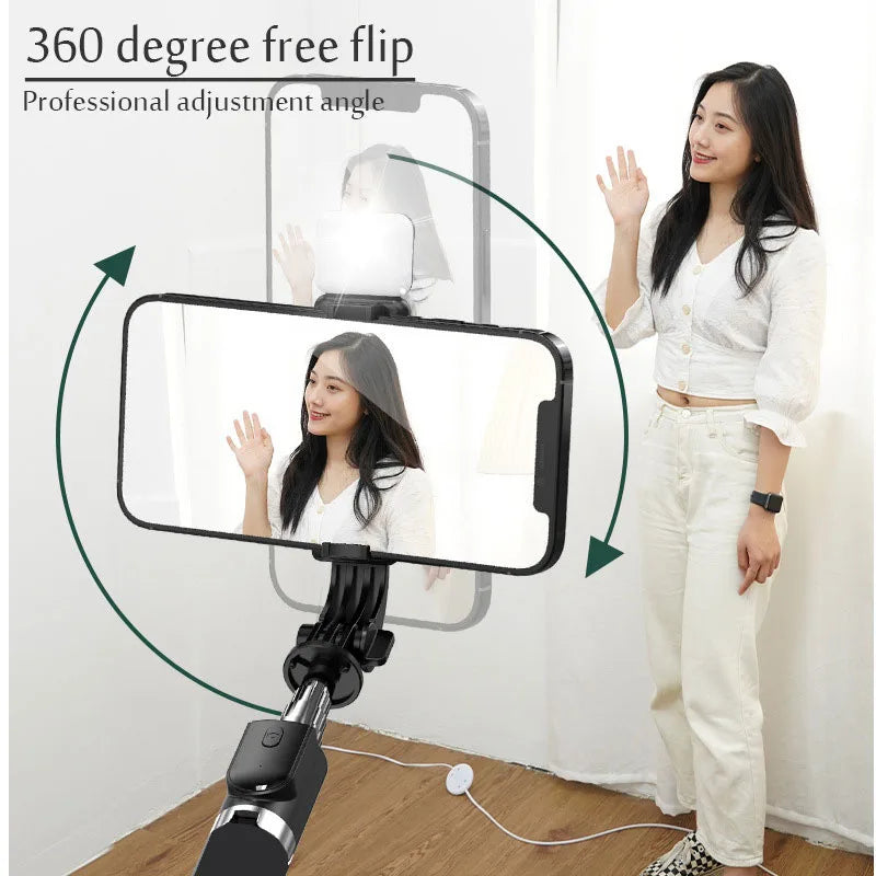 Portable Bluetooth Selfie Stick Retractable Multifunctional 103CM Phone Holdetripod with Selfie Light Wireless Remote Shutter