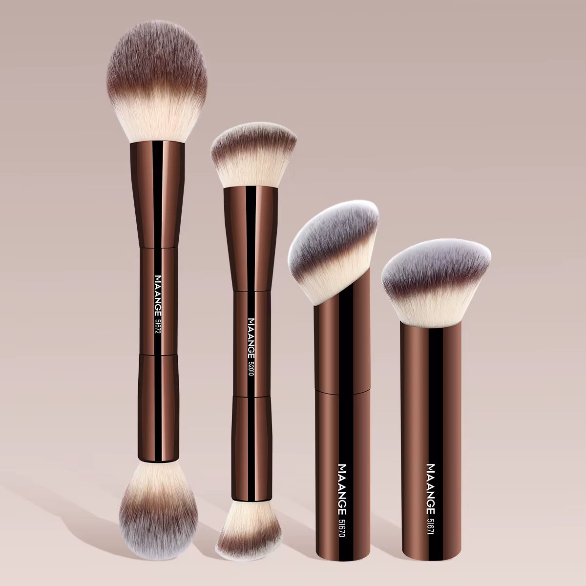 4PCS Makeup Brush Set Double Head Foundation Powder Contour Brush for Flawless Makeup Soft Fluffy Hair Makeup Tools
