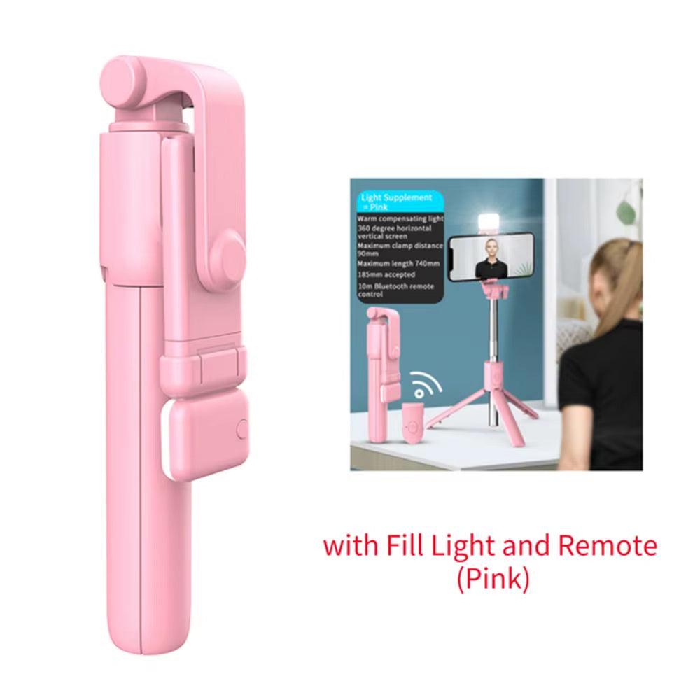 Portable Wireless Selfie Stick Tripod Stand with Light Bluetooth Remote Extendable Tripod for Mobile Phone Tiktok Live Streaming