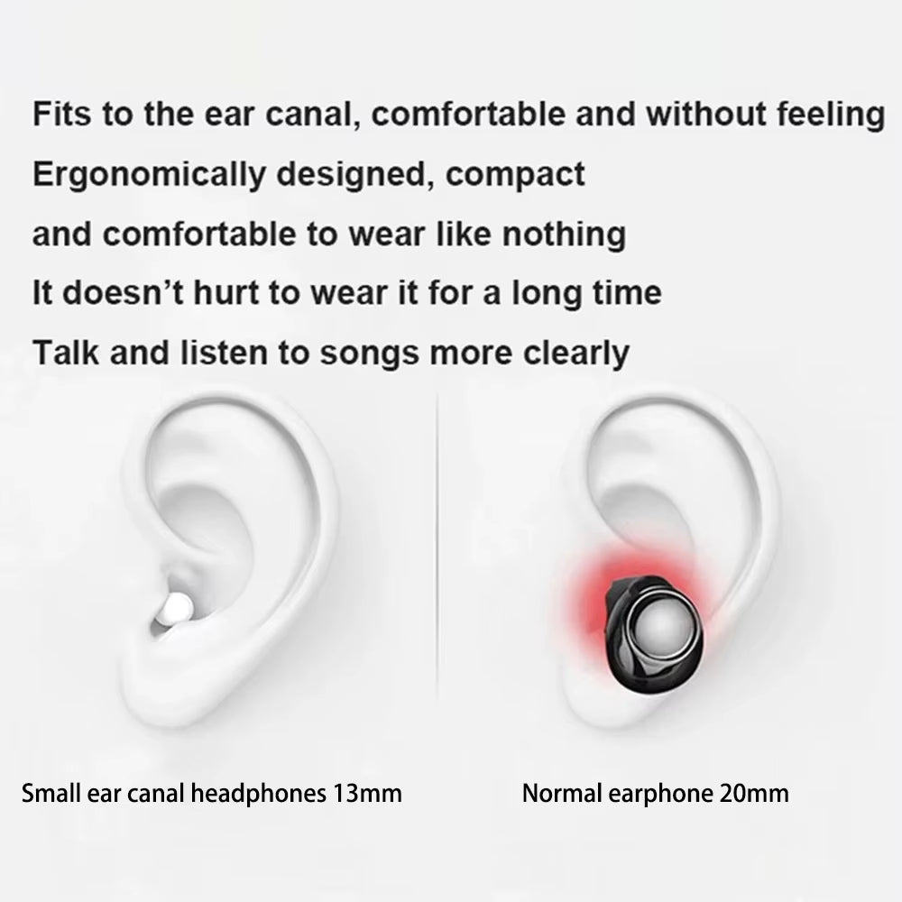 Invisible Earphones Mini Headphones Bluetooth TWS Wireless Sleepwith Microphone HD Call Semi-In-Ear Earbuds Noise Reduction