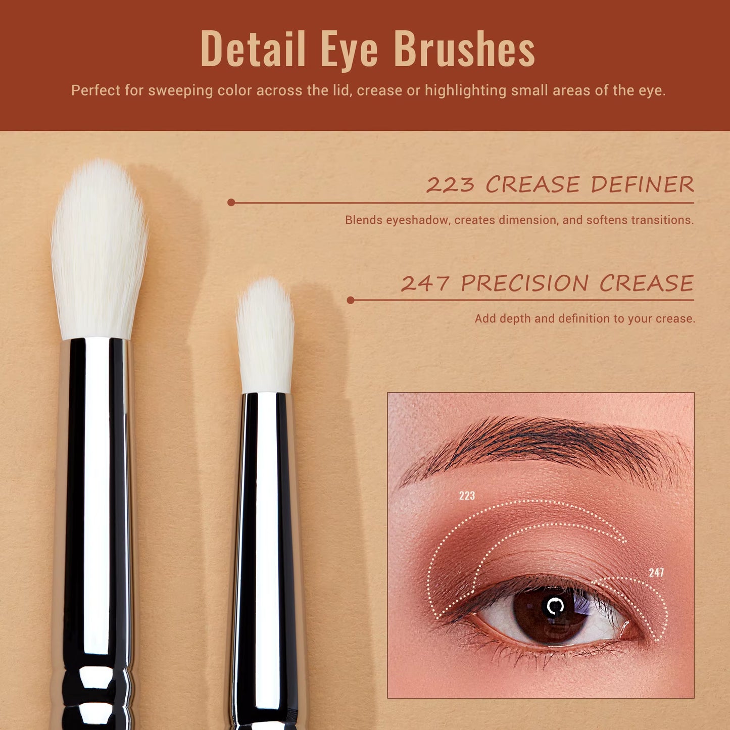Eyeshadow Brush Set Eye Makeup Brushes Set Synthetic Blending Shader Crease Smoky Concealer Pencil T334