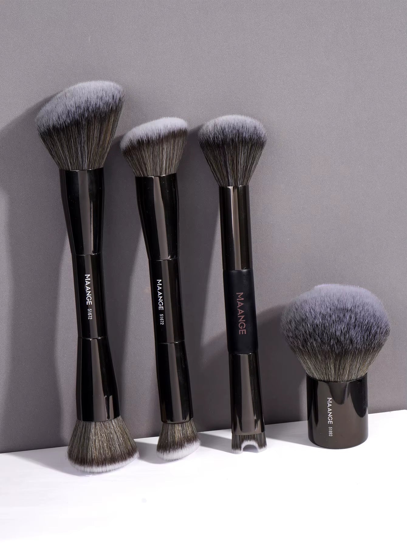 4Pcs High-End Makeup Brushes Set Dual-Head Foundation Brush Blush Contour Concealer Brush Nose Shadow Pro Brush for Gift
