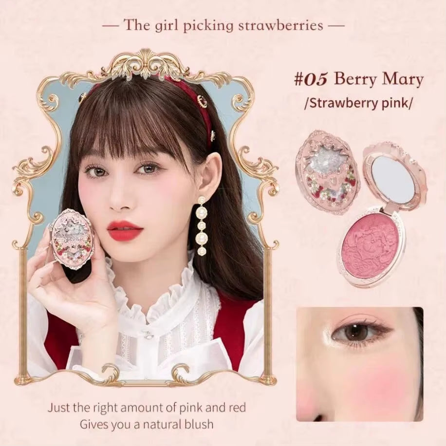 Strawberry Rococo Series Embossed Blush 5G Blush Powder Berry Mary Blusher Palette Makeup Profesional