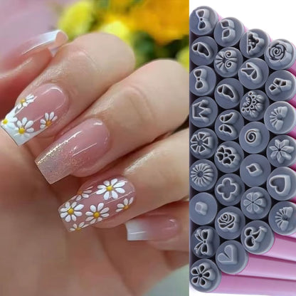 4/6/10/20Pcs Purple Nail Art Stamping Pens DIY Flower Graffiti Drawing Pen Nail Art Printing Templates Precision Nail Stamp Tool