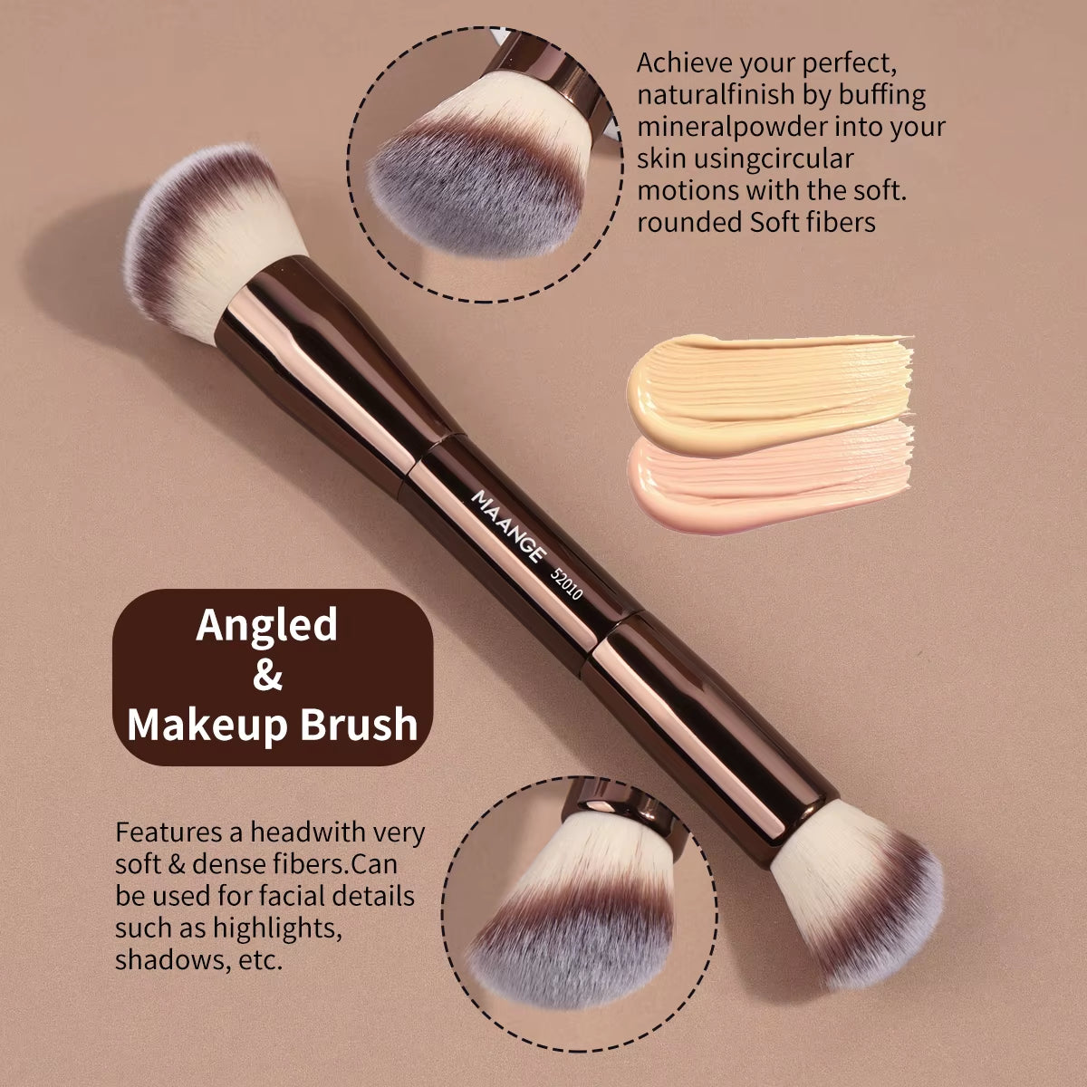 4PCS Makeup Brush Set Double Head Foundation Powder Contour Brush for Flawless Makeup Soft Fluffy Hair Makeup Tools