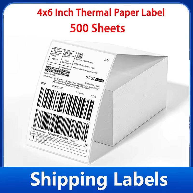 4X6 Inch 500Sheets Thermal Shipping Self-Adhesive Label Printer Shipping Labels Oil-Proof Labels All-Purpose Sticker Label Paper
