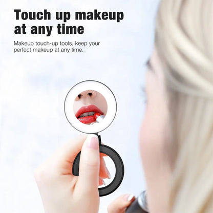Magnetic Phone Selfie Lights Portable LED Cellphone Ring Light with Built-In Mirror 180° Foldable Phone Flashes for Magsafe