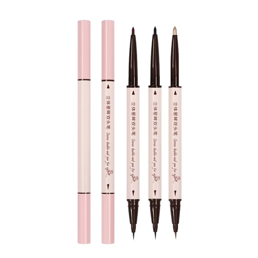 Double Head Eyeliner Pen Very Fine Tip Lying Silkworm Eye Brightening Waterproof and Durable Not Easy to Halo Dye Natural