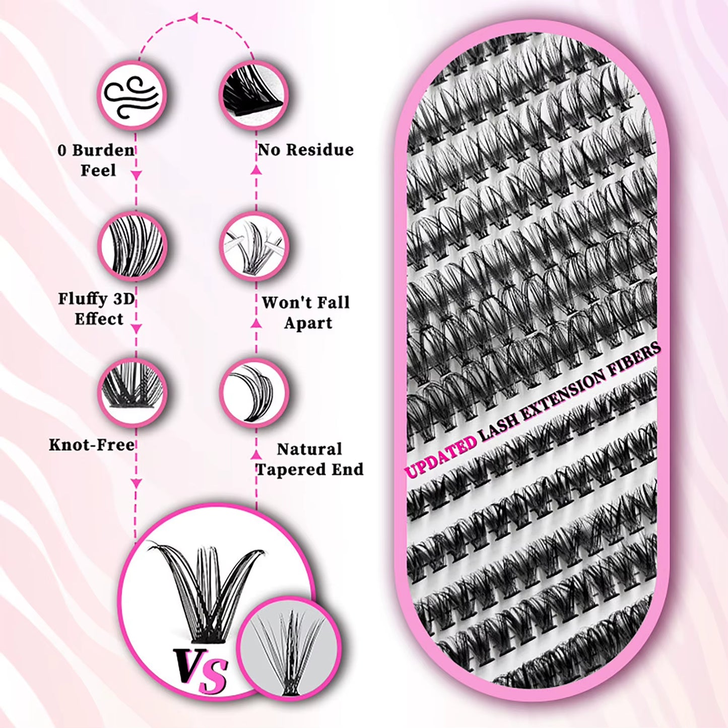 DIY Eyelash Extensions Kit 30D/40D/50D Bond and Seal Lash Glue 640 Rows Cluster Lashes Natural Long 9-16Mm Individual Eyelash