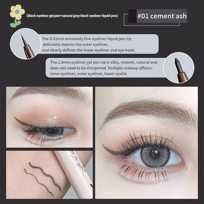 Double Head Eyeliner Pen Very Fine Tip Lying Silkworm Eye Brightening Waterproof and Durable Not Easy to Halo Dye Natural