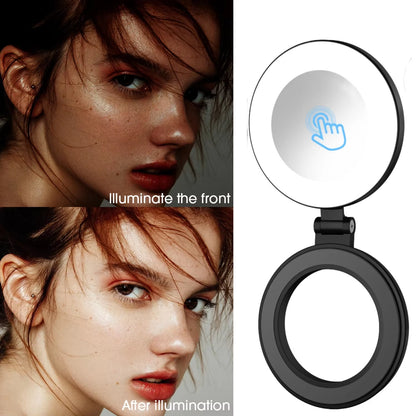 Magnetic Phone Selfie Lights Portable LED Cellphone Ring Light with Built-In Mirror 180° Foldable Phone Flashes for Magsafe
